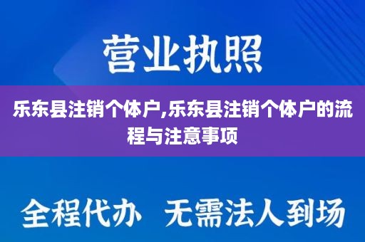 乐东县注销个体户,乐东县注销个体户的流程与注意事项