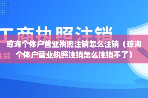 琼海个体户营业执照注销怎么注销（琼海个体户营业执照注销怎么注销不了）