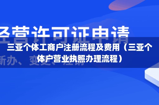 三亚个体工商户注册流程及费用（三亚个体户营业执照办理流程）