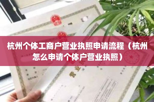 杭州个体工商户营业执照申请流程（杭州怎么申请个体户营业执照）