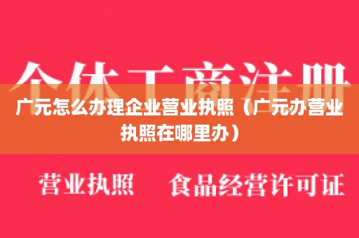 广元怎么办理企业营业执照（广元办营业执照在哪里办）