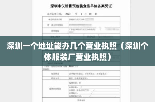 深圳一个地址能办几个营业执照（深圳个体服装厂营业执照）