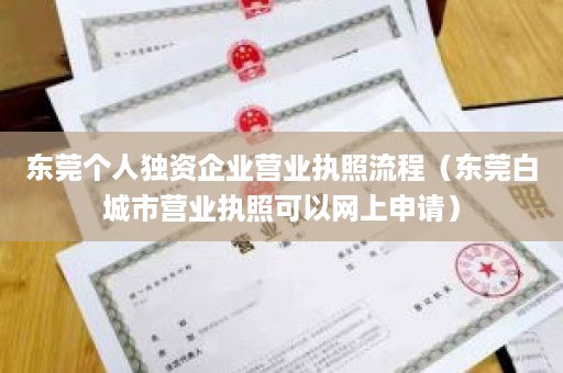 东莞个人独资企业营业执照流程（东莞白城市营业执照可以网上申请）