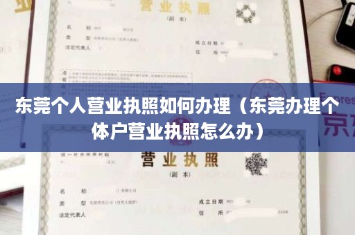 东莞个人营业执照如何办理（东莞办理个体户营业执照怎么办）