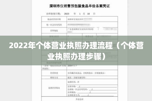 2022年个体营业执照办理流程（个体营业执照办理步骤）