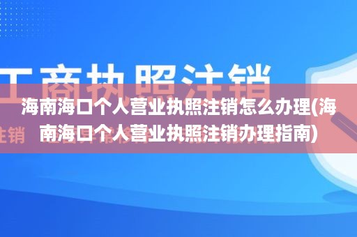 海南海口个人营业执照注销怎么办理(海南海口个人营业执照注销办理指南)