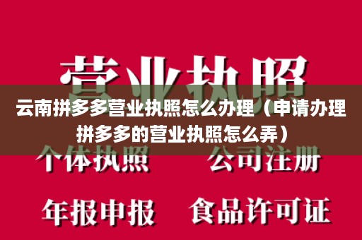 云南拼多多营业执照怎么办理（申请办理拼多多的营业执照怎么弄）