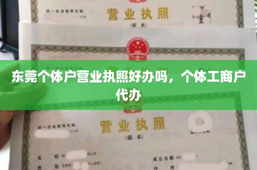 东莞个体户营业执照好办吗，个体工商户代办