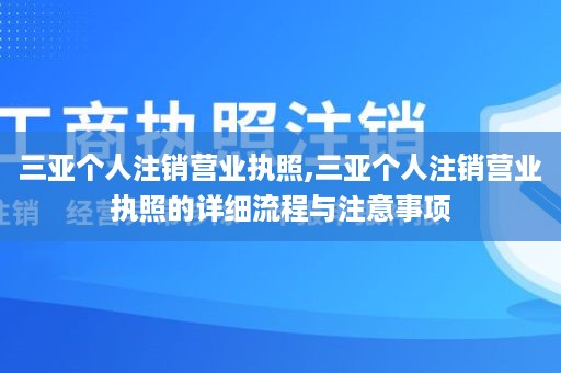 三亚个人注销营业执照,三亚个人注销营业执照的详细流程与注意事项