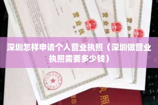 深圳怎样申请个人营业执照（深圳做营业执照需要多少钱）