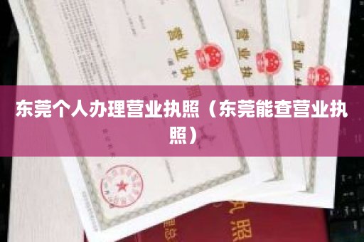 东莞个人办理营业执照（东莞能查营业执照）