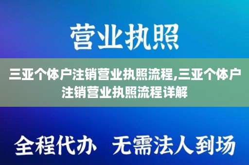 三亚个体户注销营业执照流程,三亚个体户注销营业执照流程详解