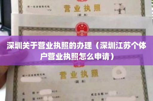 深圳关于营业执照的办理（深圳江苏个体户营业执照怎么申请）