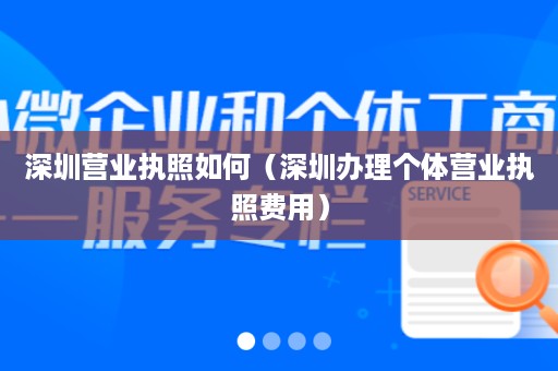 深圳营业执照如何（深圳办理个体营业执照费用）