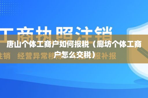 唐山个体工商户如何报税（廊坊个体工商户怎么交税）