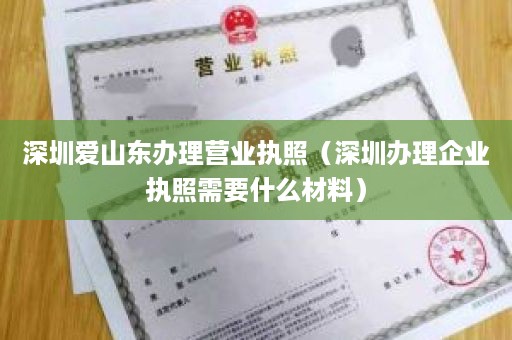 深圳爱山东办理营业执照（深圳办理企业执照需要什么材料）