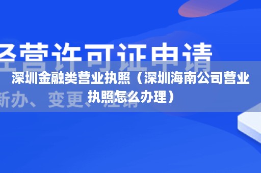 深圳金融类营业执照（深圳海南公司营业执照怎么办理）