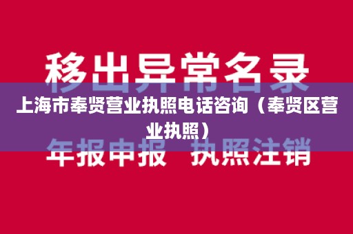 上海市奉贤营业执照电话咨询（奉贤区营业执照）