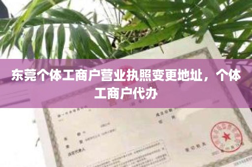 东莞个体工商户营业执照变更地址，个体工商户代办