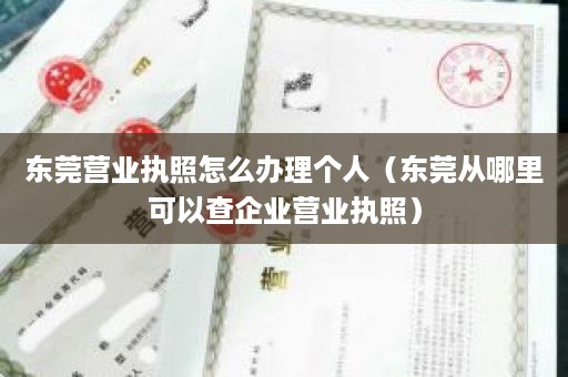 东莞营业执照怎么办理个人（东莞从哪里可以查企业营业执照）