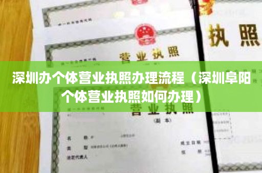 深圳办个体营业执照办理流程（深圳阜阳个体营业执照如何办理）