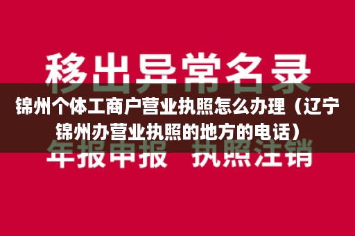 锦州个体工商户营业执照怎么办理（辽宁锦州办营业执照的地方的电话）