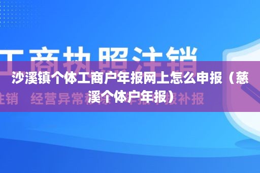 沙溪镇个体工商户年报网上怎么申报（慈溪个体户年报）