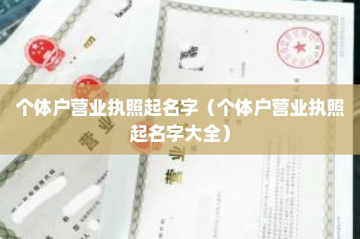 个体户营业执照起名字（个体户营业执照起名字大全）