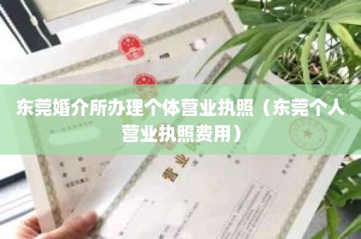 东莞婚介所办理个体营业执照（东莞个人营业执照费用）