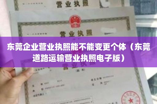 东莞企业营业执照能不能变更个体（东莞道路运输营业执照电子版）