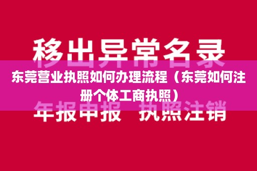 东莞营业执照如何办理流程（东莞如何注册个体工商执照）