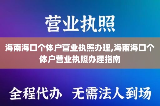 海南海口个体户营业执照办理,海南海口个体户营业执照办理指南