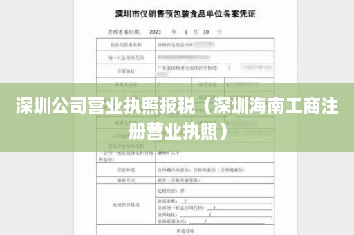 深圳公司营业执照报税（深圳海南工商注册营业执照）