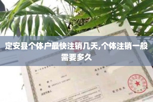 定安县个体户最快注销几天,个体注销一般需要多久