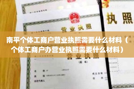 南平个体工商户营业执照需要什么材料（个体工商户办营业执照需要什么材料）