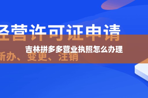 吉林拼多多营业执照怎么办理