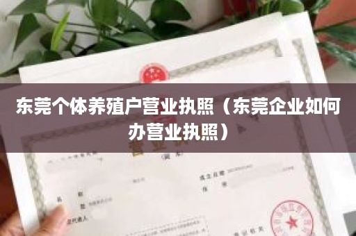 东莞个体养殖户营业执照（东莞企业如何办营业执照）