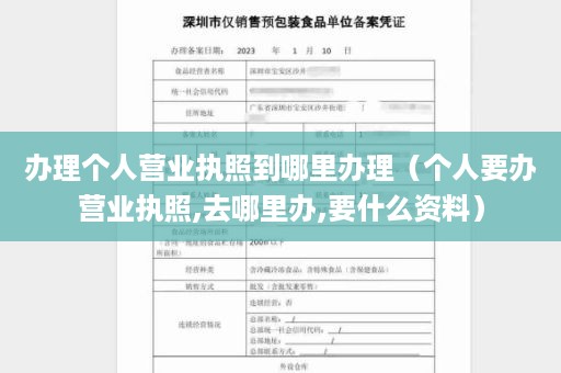 办理个人营业执照到哪里办理（个人要办营业执照,去哪里办,要什么资料）