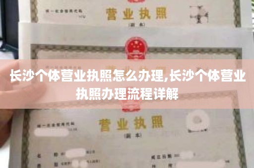 长沙个体营业执照怎么办理,长沙个体营业执照办理流程详解