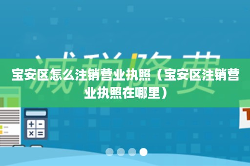 宝安区怎么注销营业执照（宝安区注销营业执照在哪里）