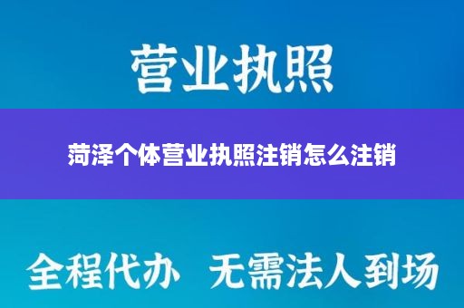 菏泽个体营业执照注销怎么注销