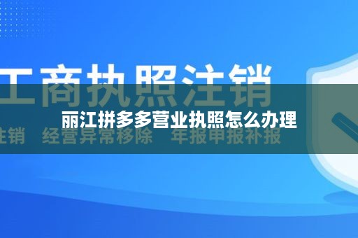 丽江拼多多营业执照怎么办理