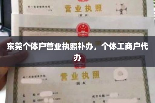 东莞个体户营业执照补办，个体工商户代办