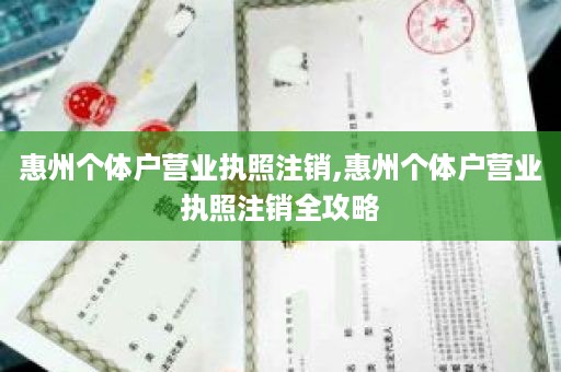 惠州个体户营业执照注销,惠州个体户营业执照注销全攻略