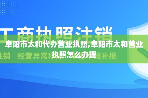 阜阳市太和代办营业执照,阜阳市太和营业执照怎么办理