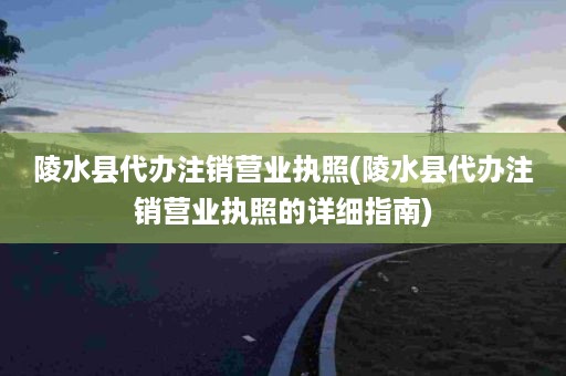 陵水县代办注销营业执照(陵水县代办注销营业执照的详细指南)