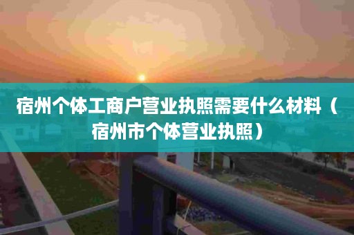 宿州个体工商户营业执照需要什么材料（宿州市个体营业执照）