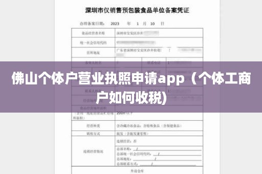 佛山个体户营业执照申请app（个体工商户如何收税)