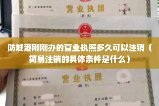 防城港刚刚办的营业执照多久可以注销（简易注销的具体条件是什么）