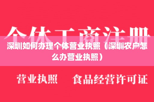 深圳如何办理个体营业执照（深圳农户怎么办营业执照）